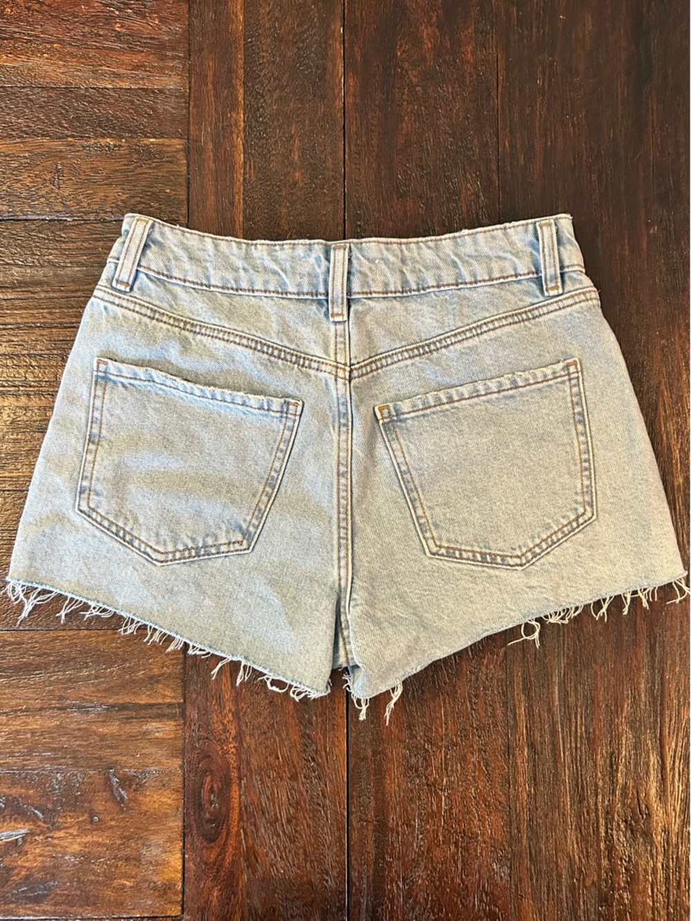 Garage Light Blue Distressed Cuff Offs Denim Jean Shorts - Picture 3 of 7